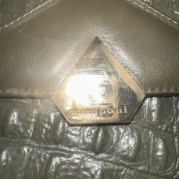 Zamponi DIAMONTE Italian Croc Embossed Premium Leather Bag Handcrafted Olive - Picture 3 of 8